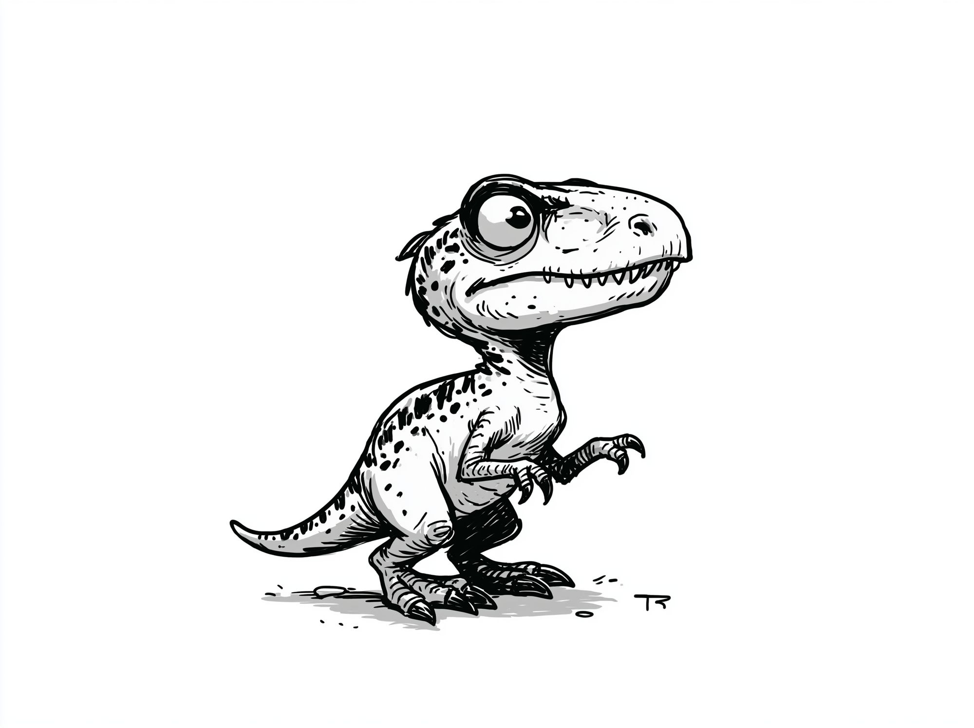 Cute T-Rex Ink Illustration Poster. poster detail