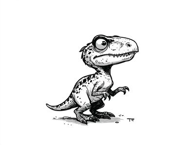 Cute T-Rex Ink Illustration Poster.