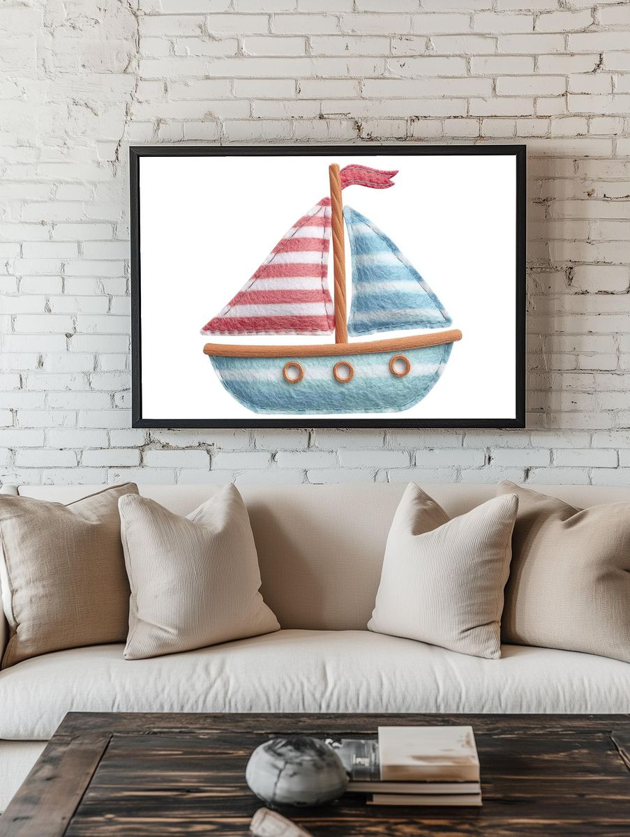 Sailboat Fabric Art Poster room preview