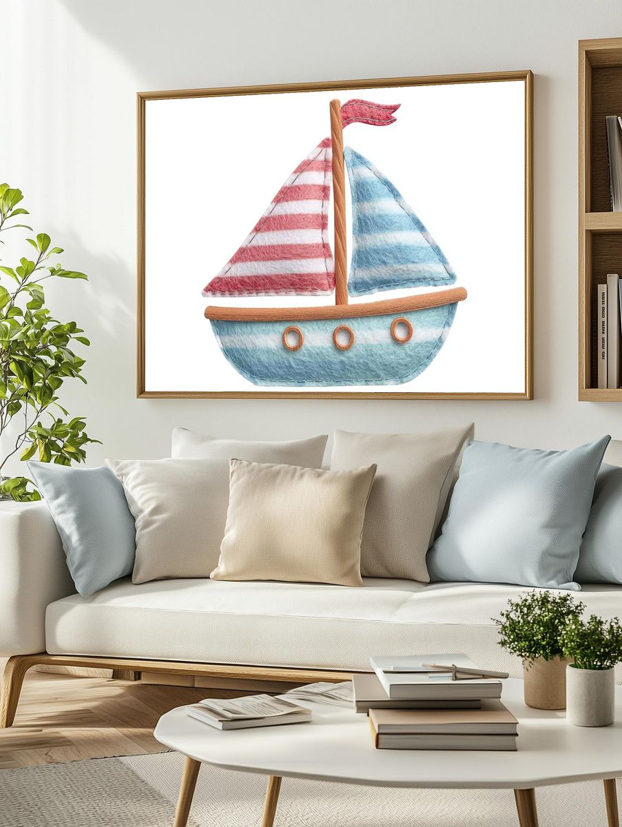 Sailboat Fabric Art Poster. — room view 2