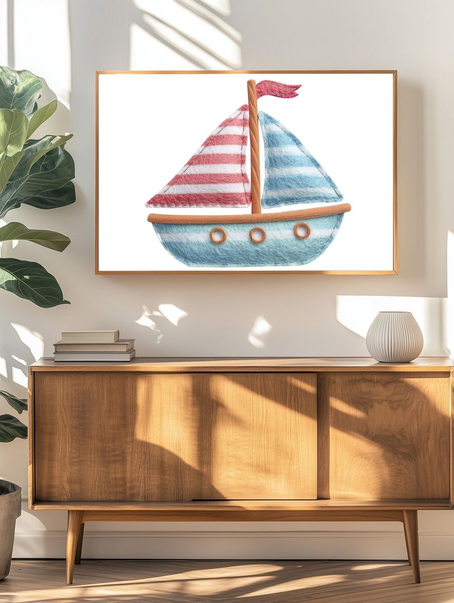 Sailboat Fabric Art Poster. — room view 3