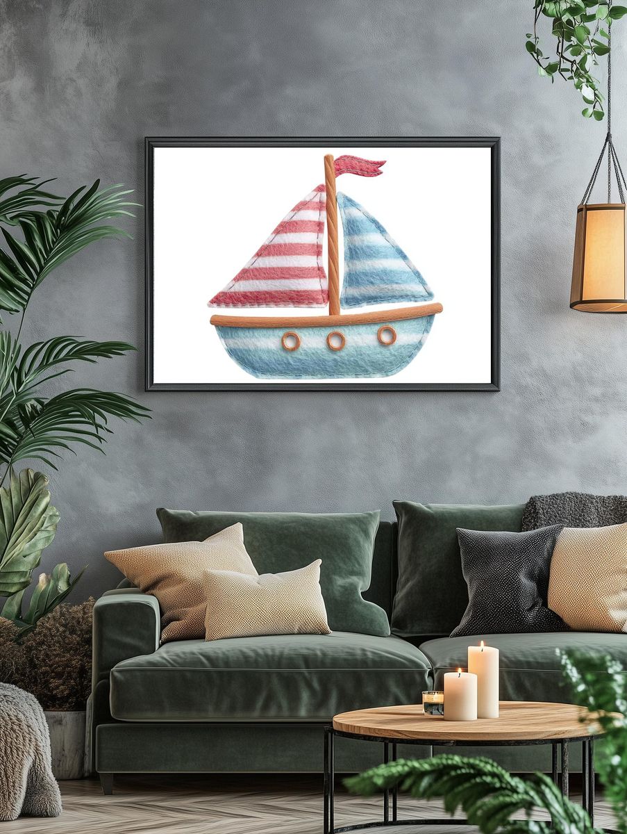 Sailboat Fabric Art Poster. — room view 4