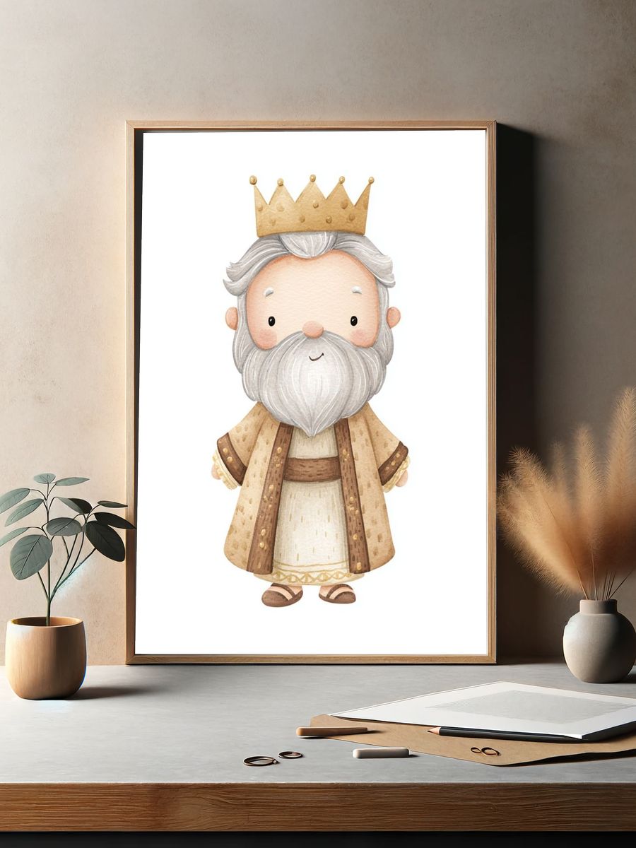Cute King Character Illustration Poster. — room view 2