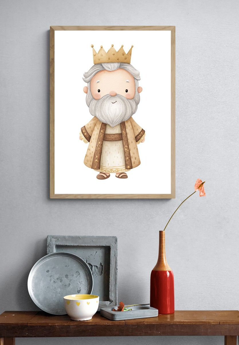 Cute King Character Illustration Poster. — room view 3