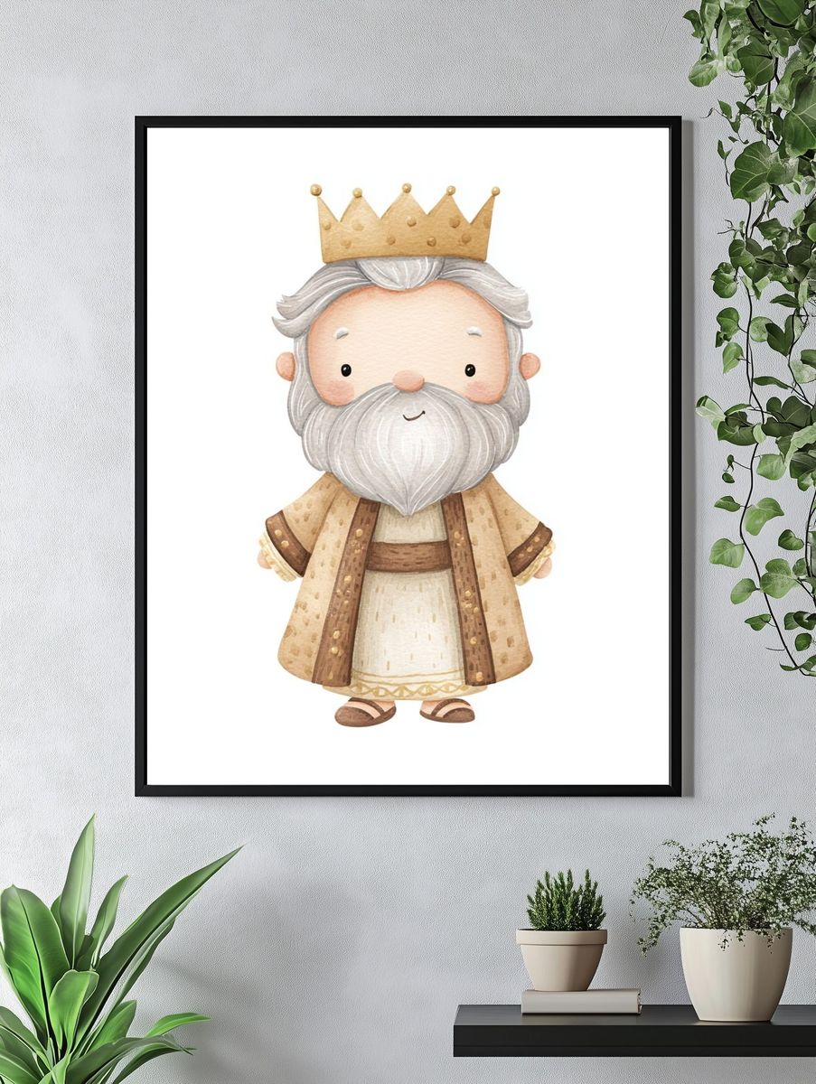Cute King Character Illustration Poster. — room view 4
