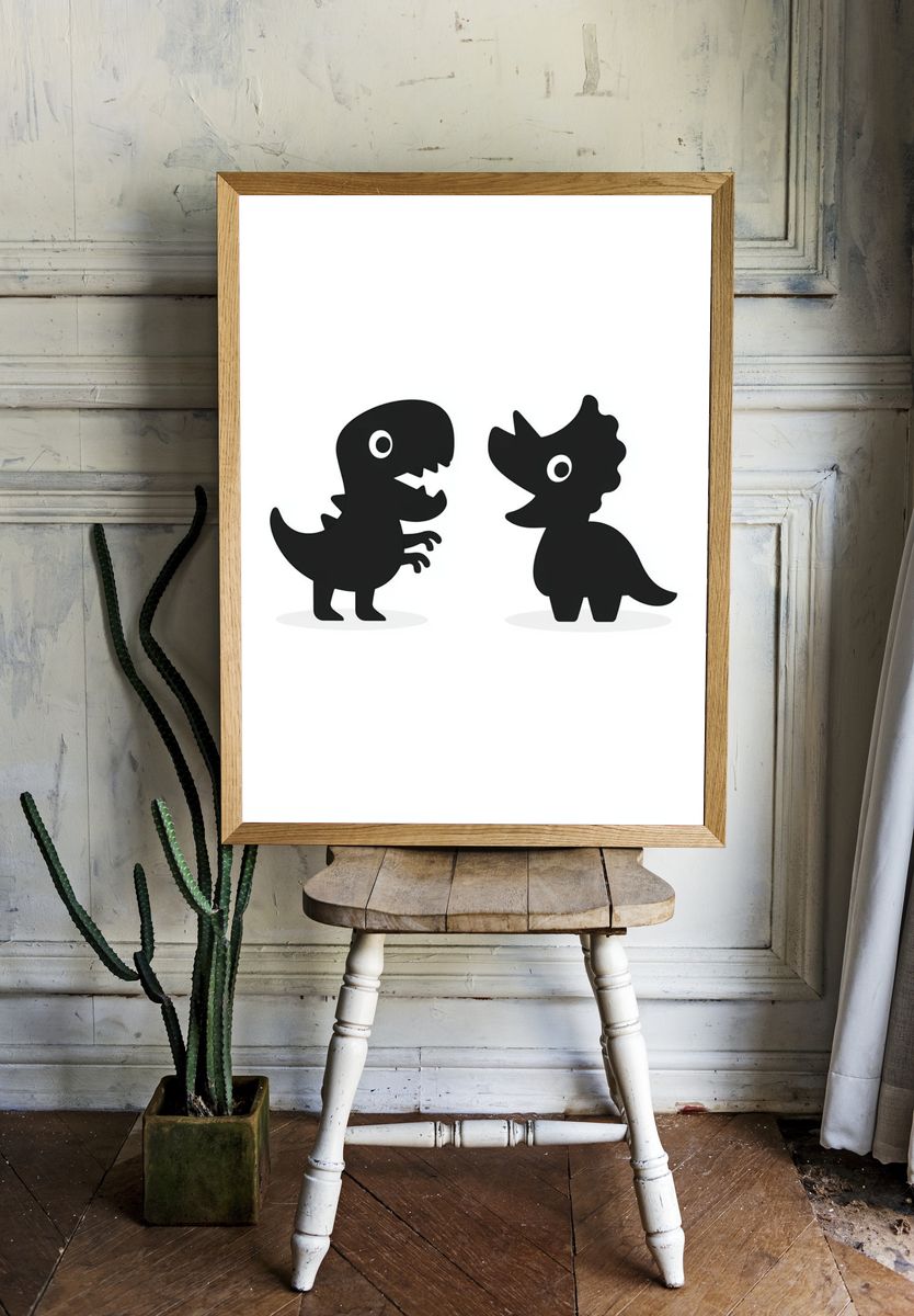 Cute Dinosaur Duo Illustration Poster. room preview