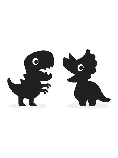 Cute Dinosaur Duo Illustration Poster.