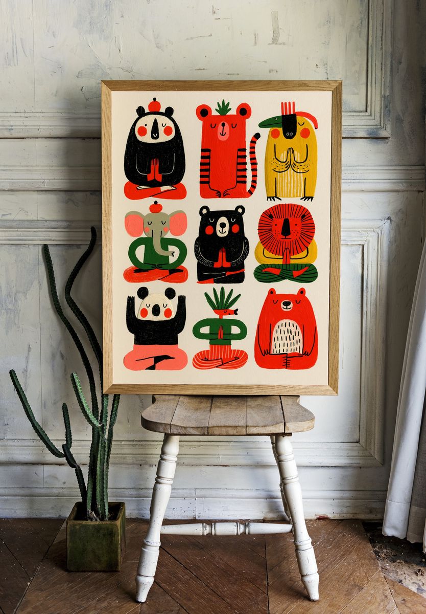 Playful Animal Meditation Poster. — room view 1