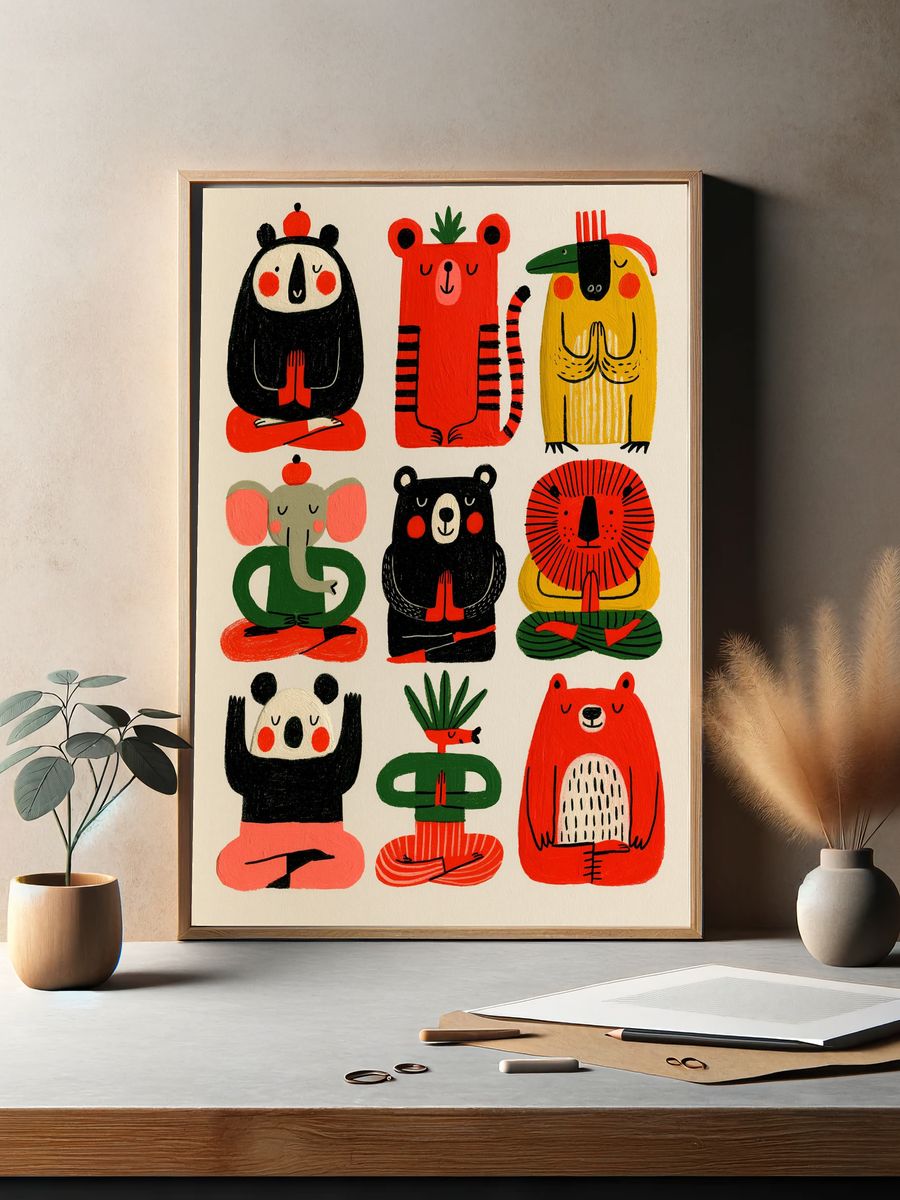 Playful Animal Meditation Poster. — room view 2