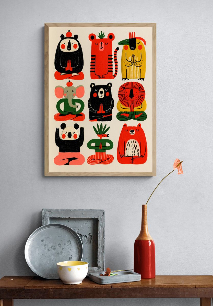 Playful Animal Meditation Poster. — room view 3
