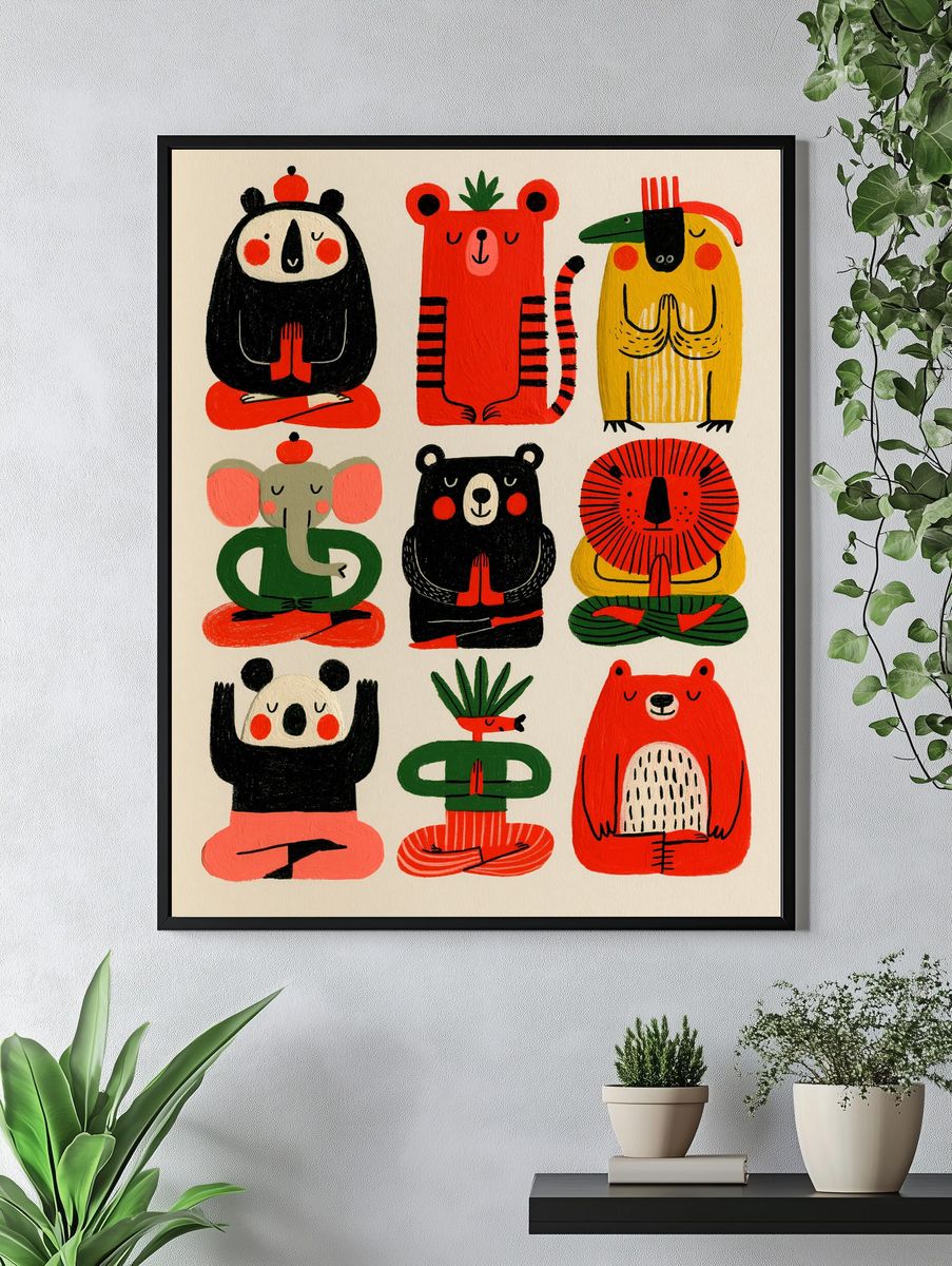 Playful Animal Meditation Poster. — room view 4