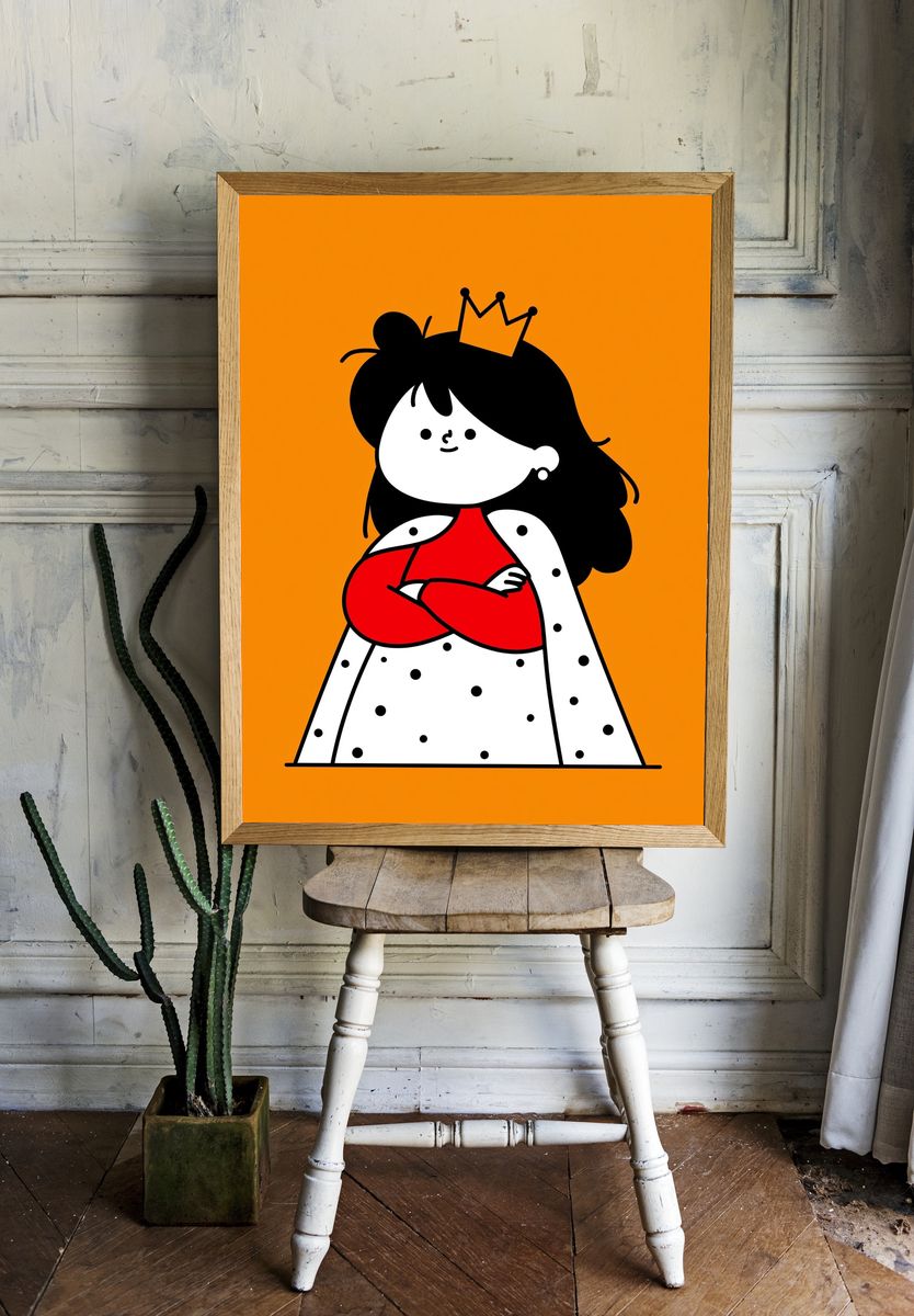 Princess Cartoon Illustration Poster. room preview