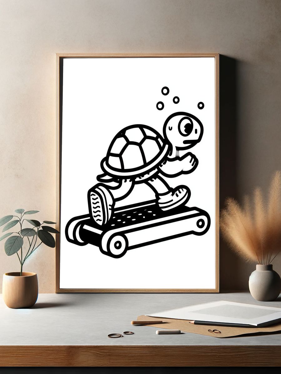 Skateboarding Turtle Cartoon Print. — room view 2