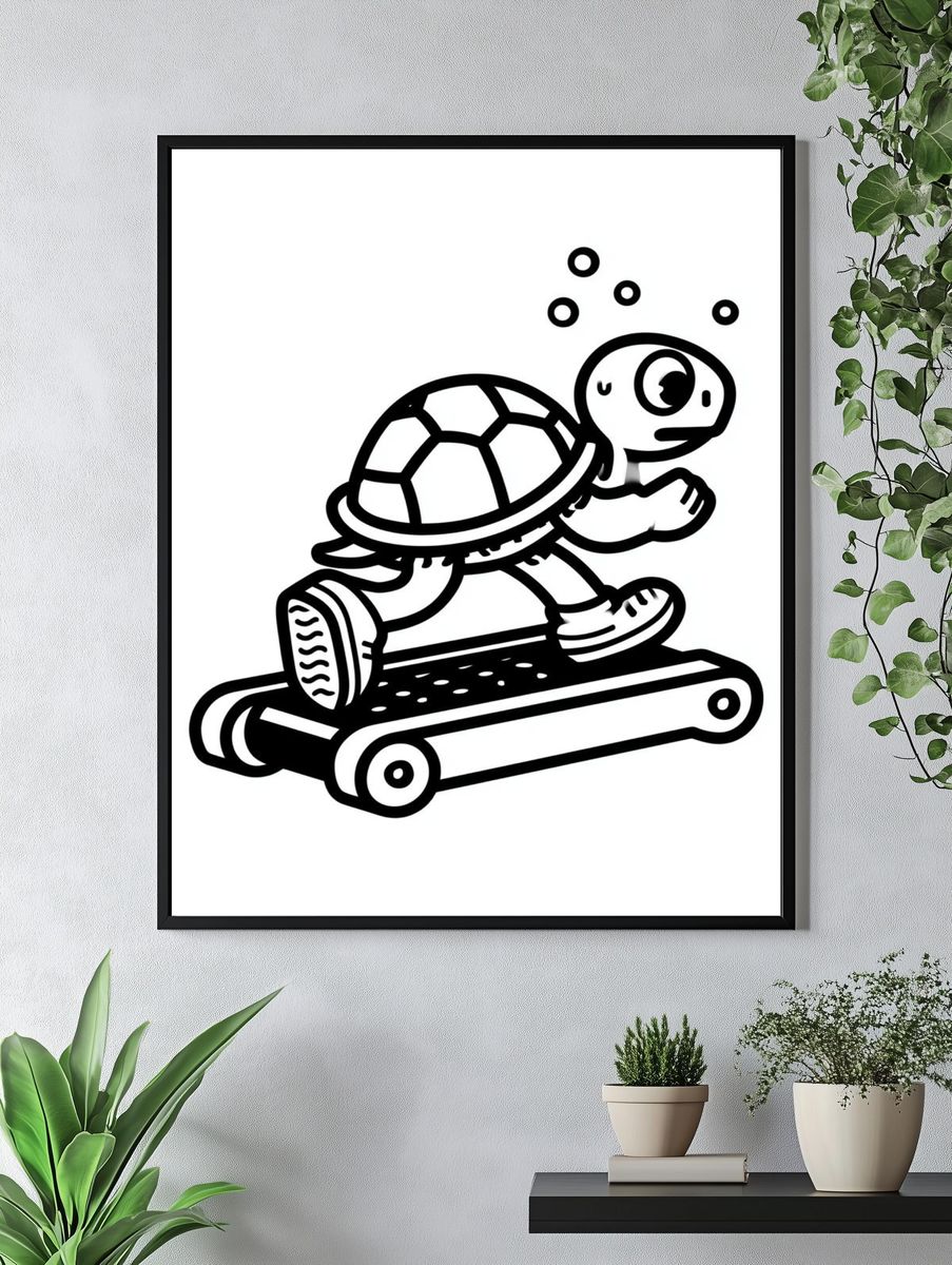 Skateboarding Turtle Cartoon Print. — room view 4