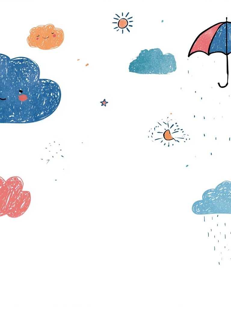 Cute Rain Clouds Illustration Poster. poster detail