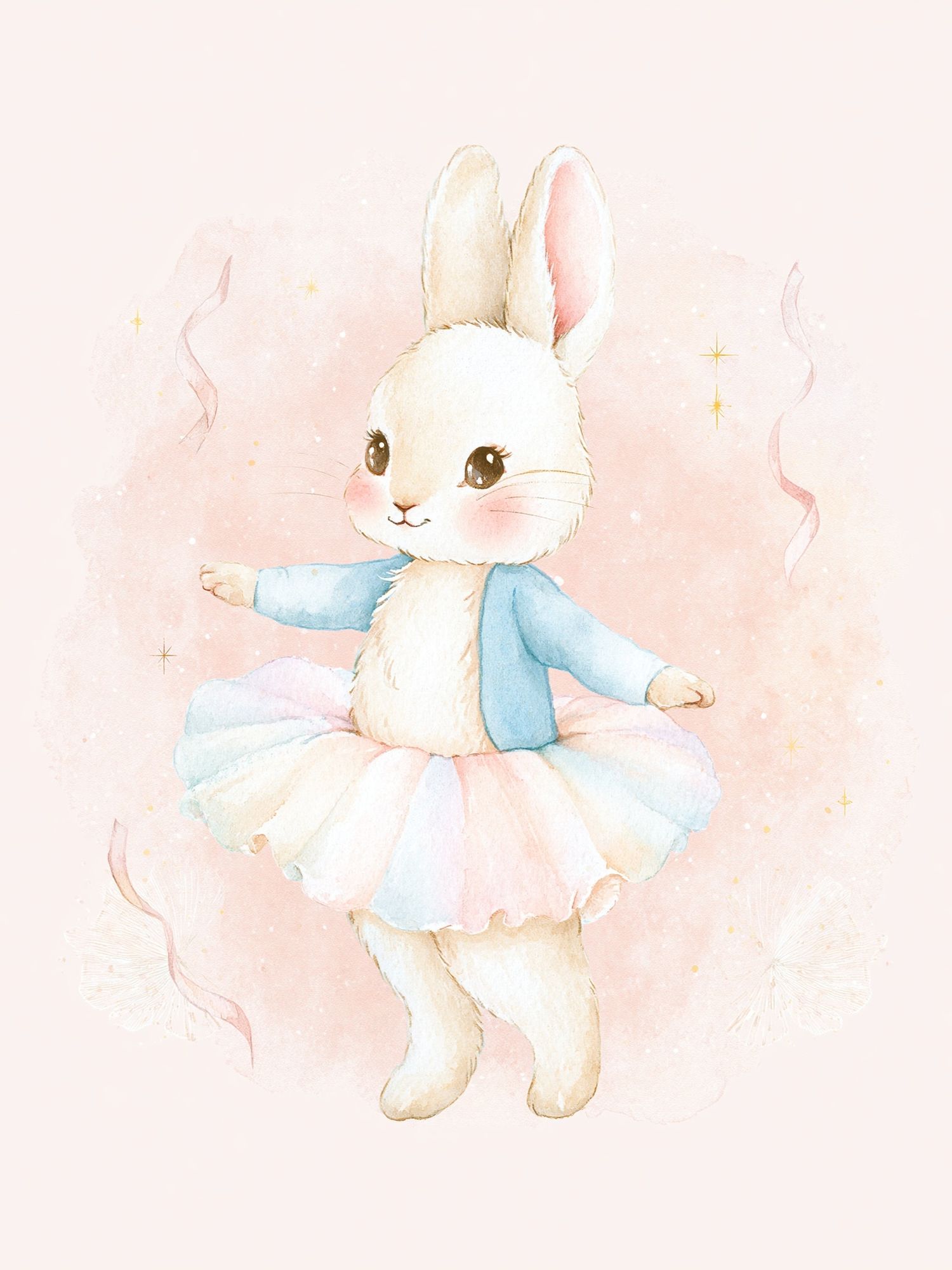 Ballerina Bunny Watercolor Print. poster — kids art