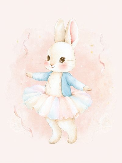 Ballerina Bunny Watercolor Print.