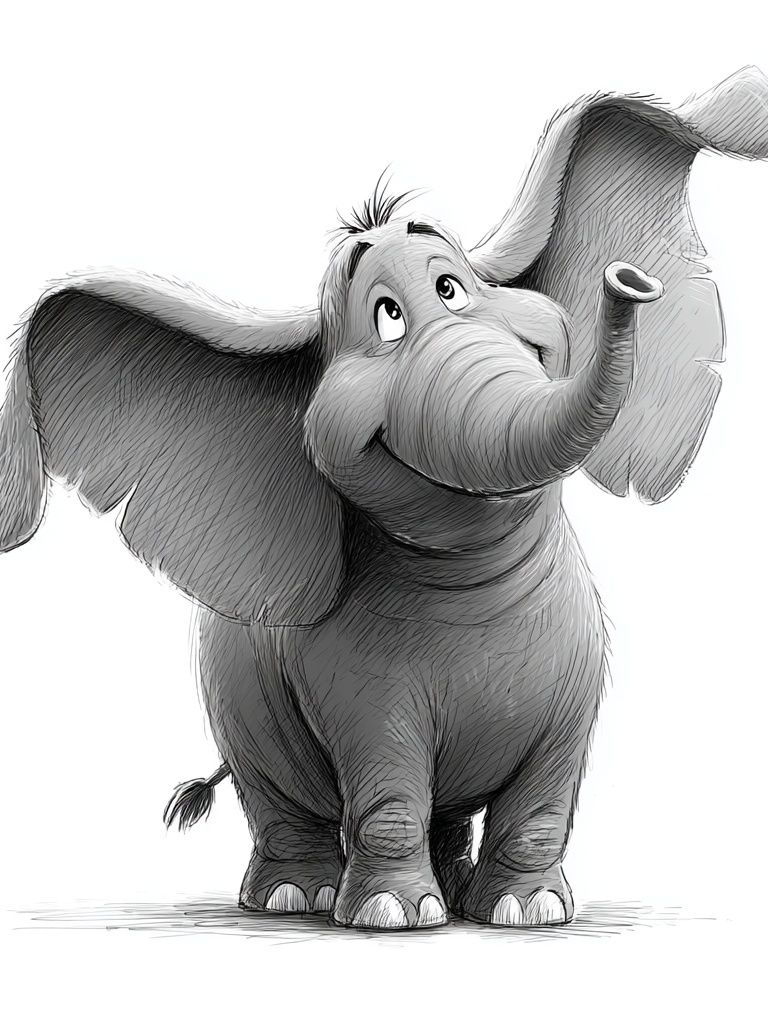 Happy Elephant — Cartoon Print. poster — kids art