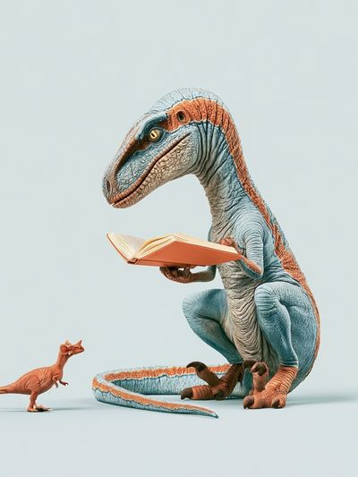 Dinosaur Reading Book Poster. poster