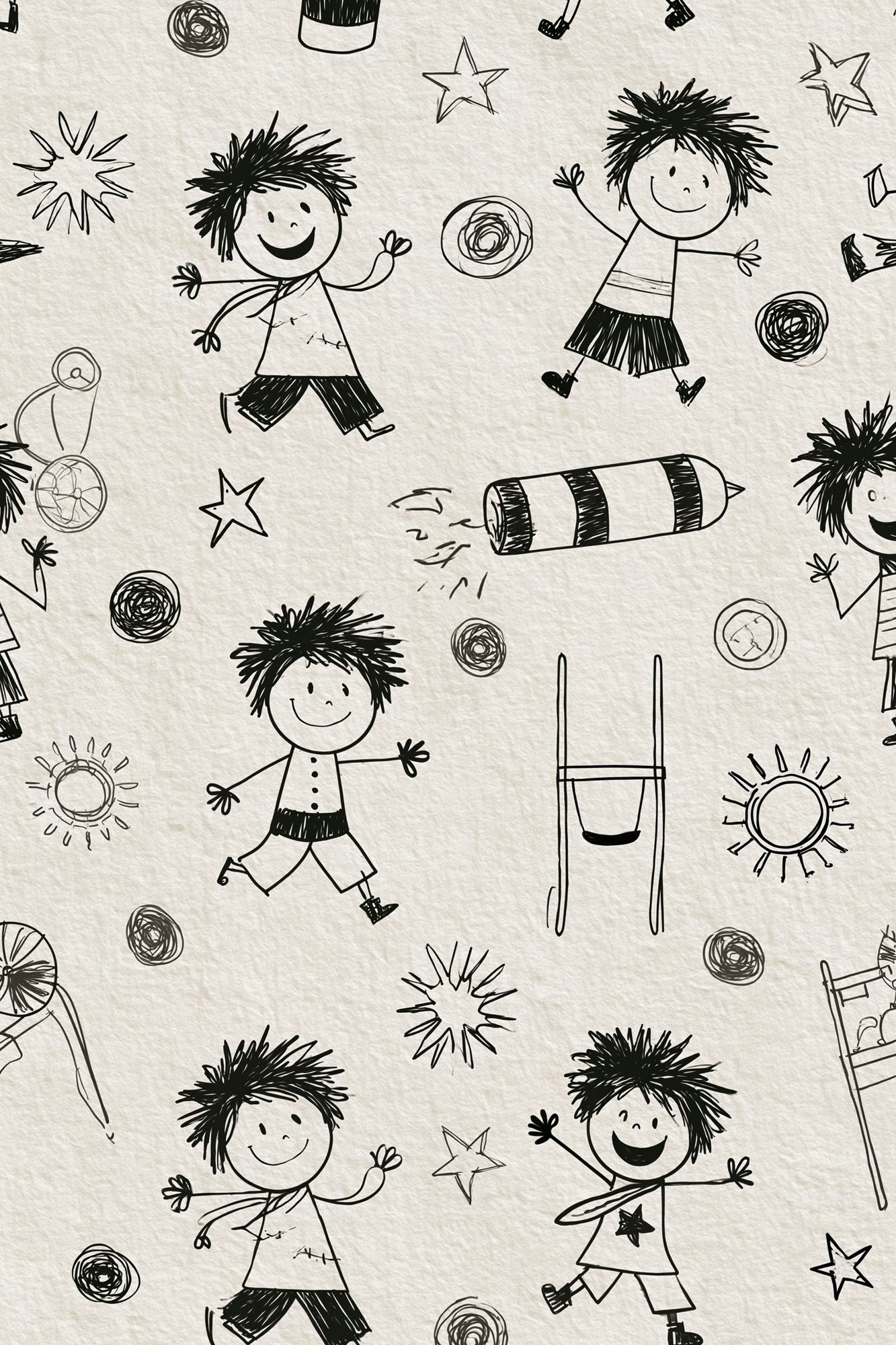 Playful Kids Doodle Pattern Poster. poster detail