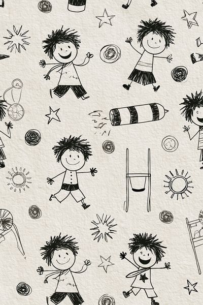 Playful Kids Doodle Pattern Poster.