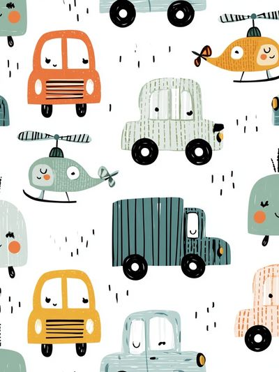 Cute Vehicles Nursery Print.