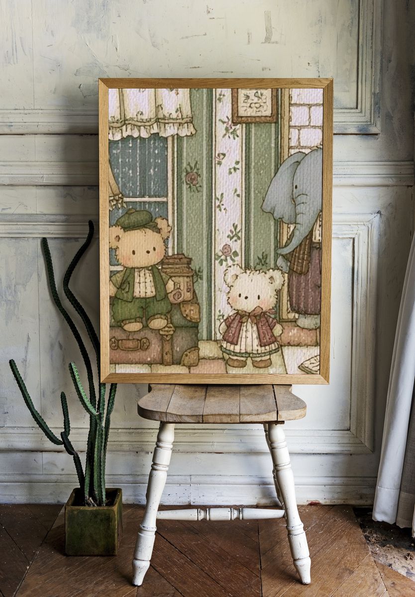 Cute Nursery Animal Illustration Poster. room preview