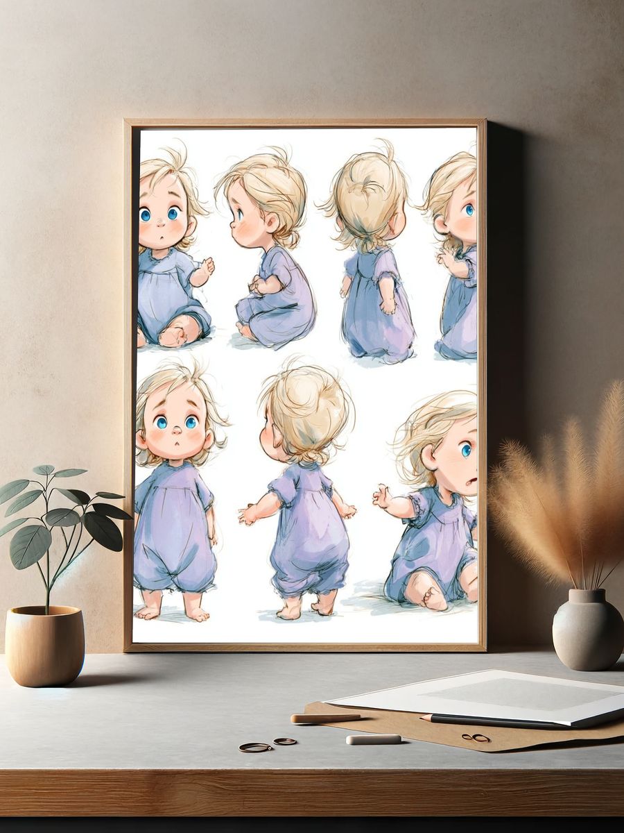 Blonde Toddler Character Study Print. — room view 2