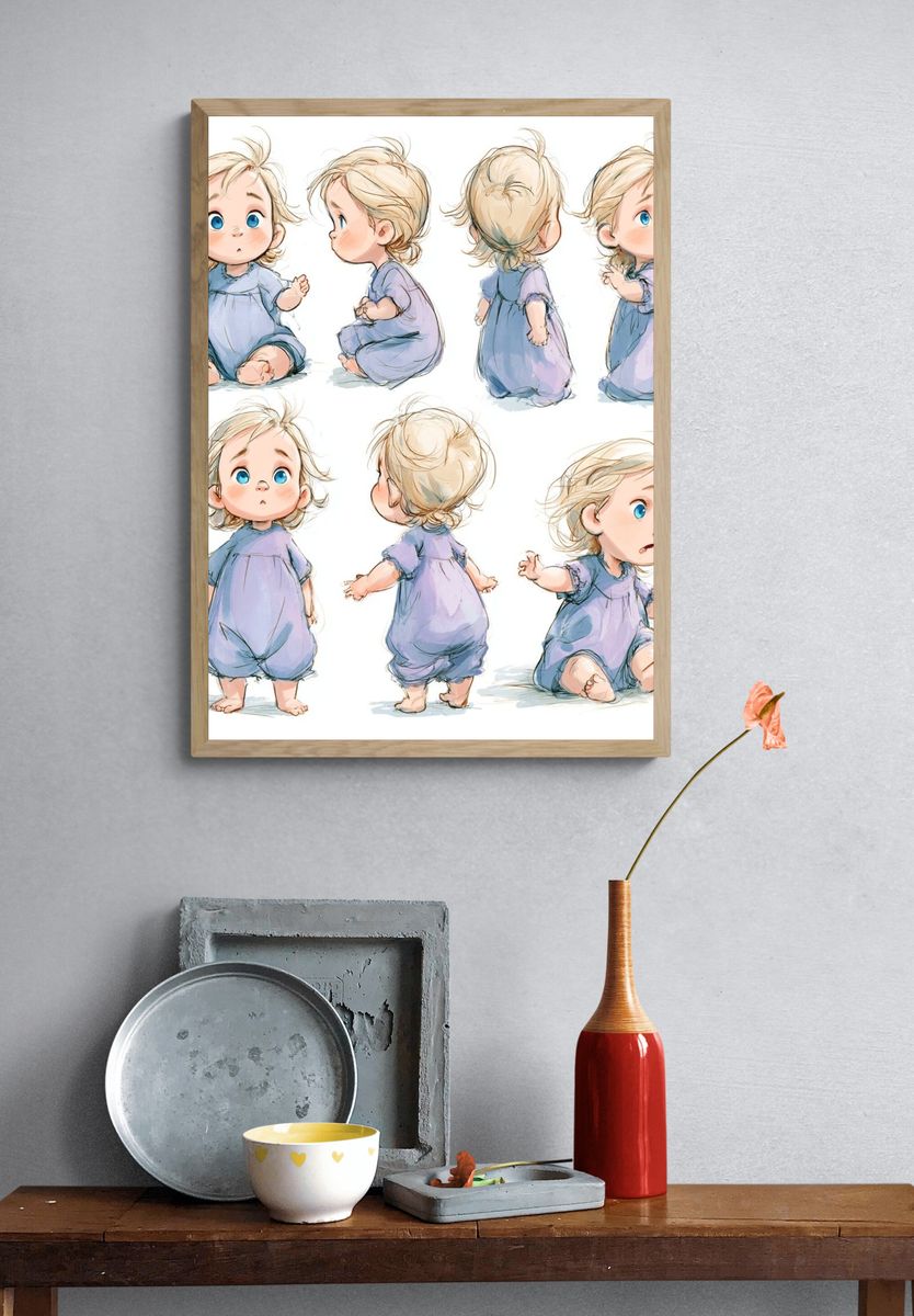 Blonde Toddler Character Study Print. — room view 3