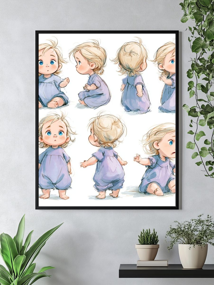 Blonde Toddler Character Study Print. — room view 4