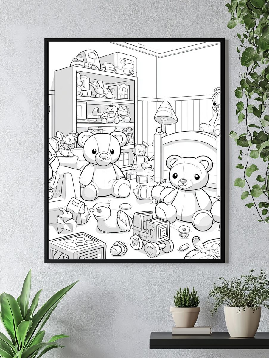Teddy Bear Nursery Coloring Poster. — room view 4