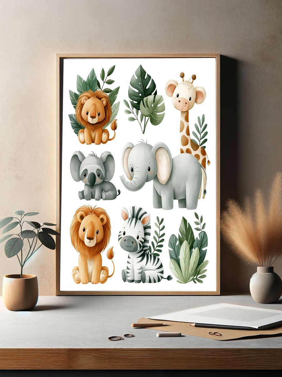 Safari Animals Nursery Print. — room view 2