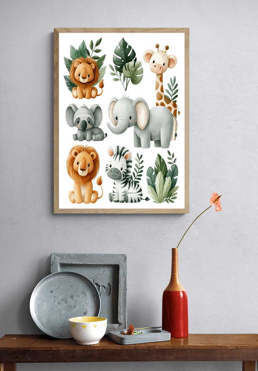 Safari Animals Nursery Print. — room view 3