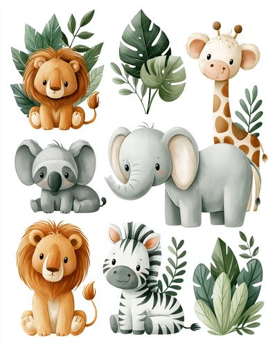 Safari Animals Nursery Print.
