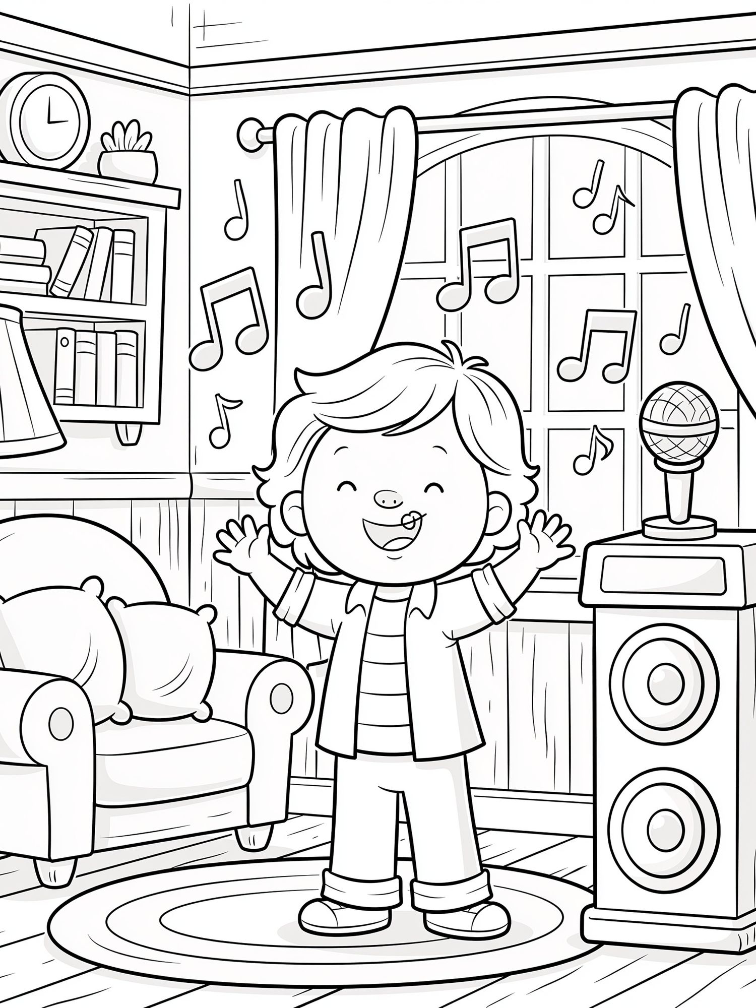 Kids Music Room Coloring Poster. poster detail