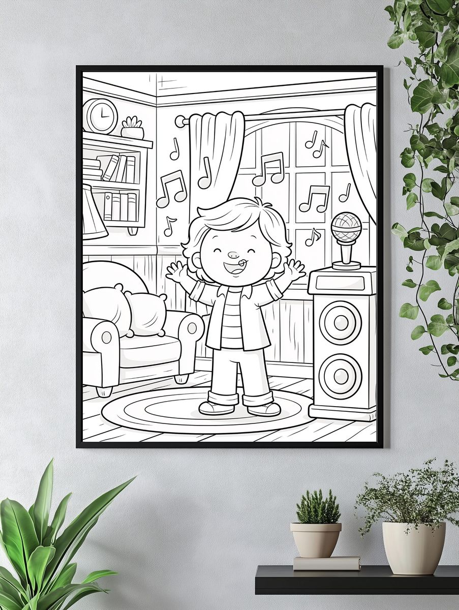 Kids Music Room Coloring Poster. — room view 4
