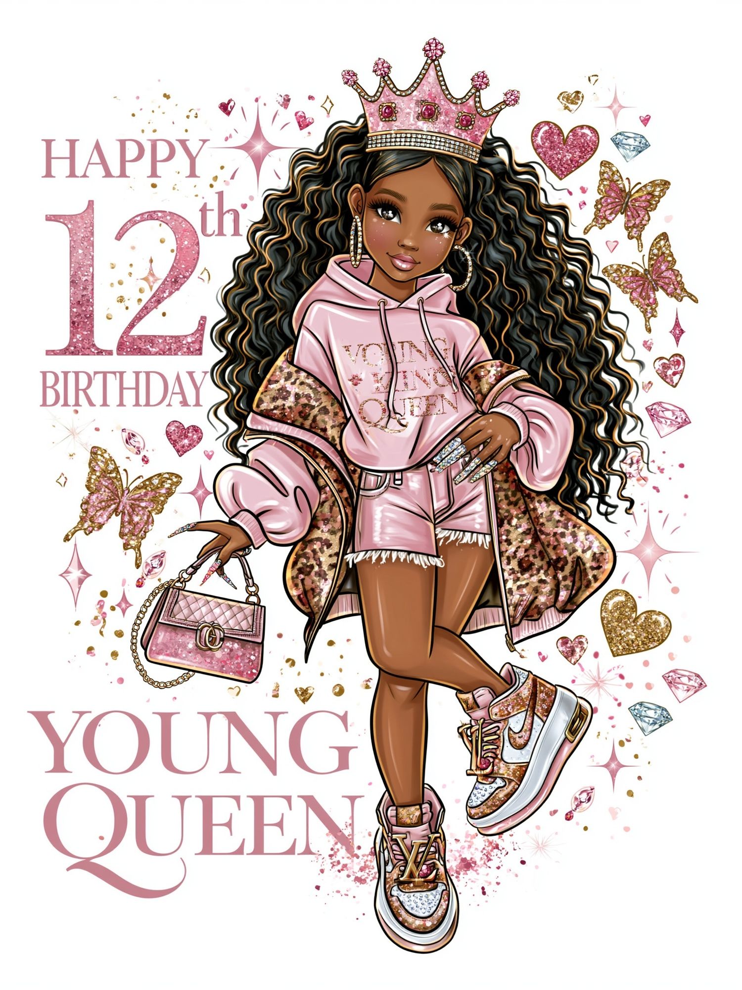 Young Queen 12th Birthday Illustration Poster. poster — kids art