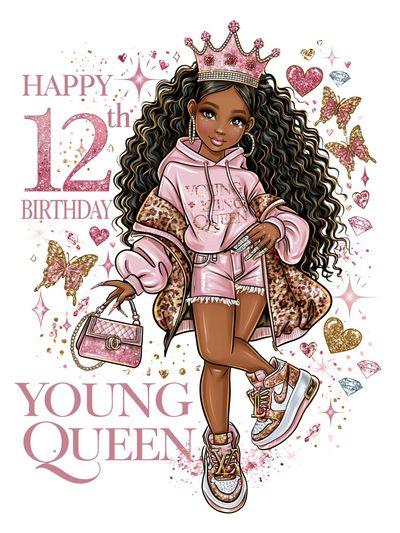 Young Queen 12th Birthday Illustration Poster. poster