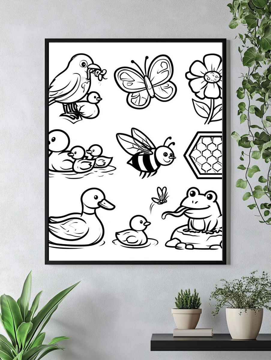 Cute Animal Doodles Poster. — room view 4