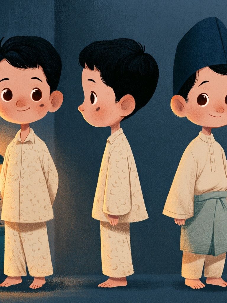Three Boys in Pajamas Illustration Poster. poster — kids art