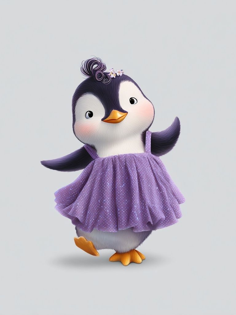 Cute Penguin in Dress — Kids Print. poster detail