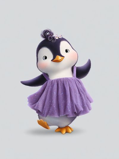 Cute Penguin in Dress — Kids Print