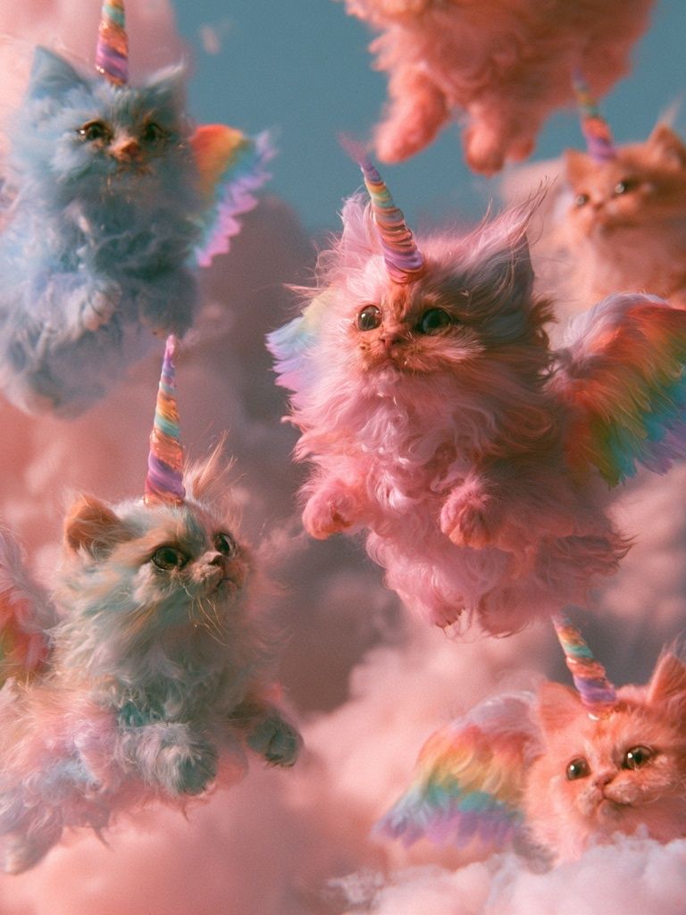 Rainbow Unicorn Kittens Illustration Poster. poster — kids art