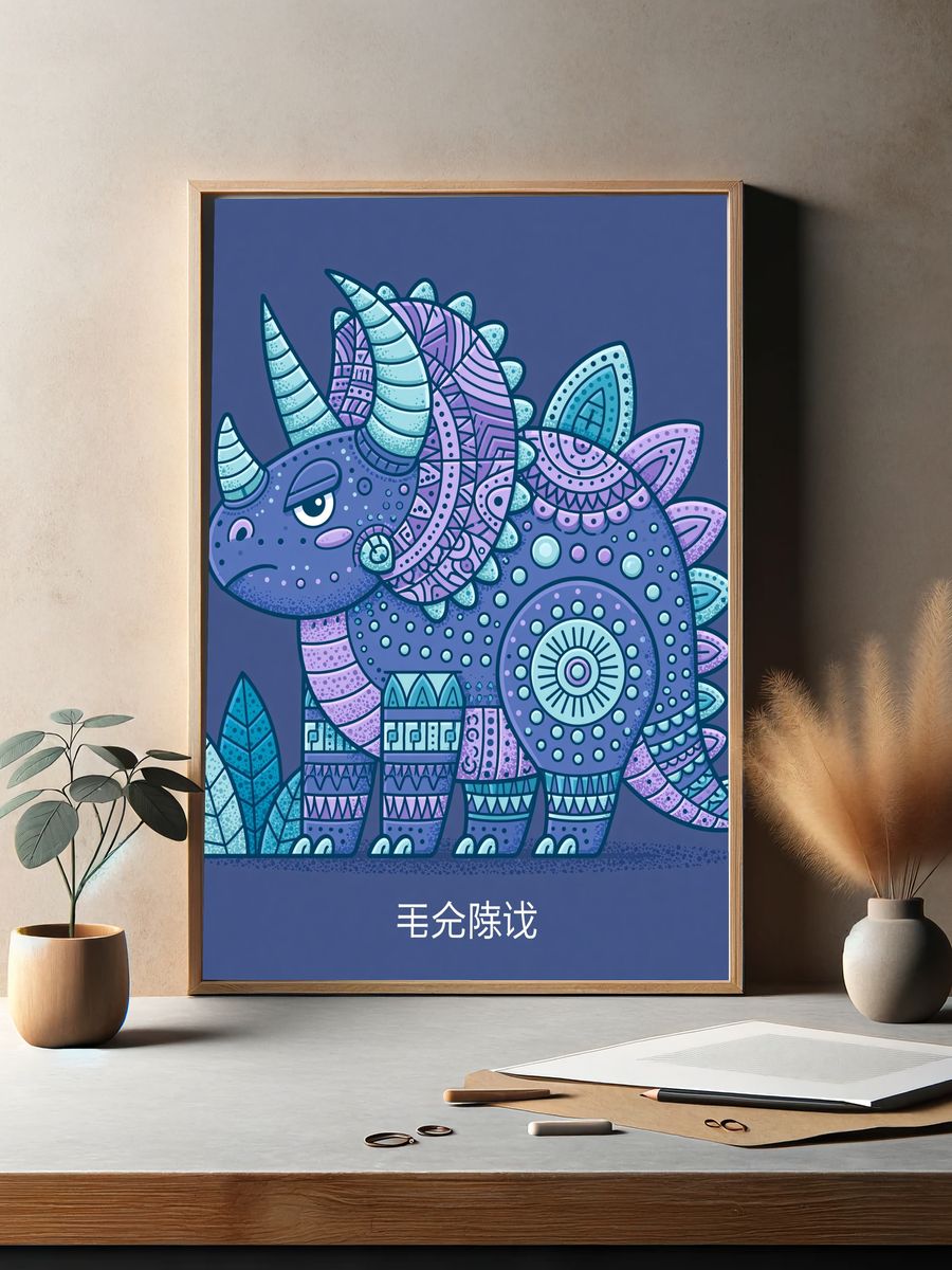 Triceratops Cartoon Poster. — room view 2