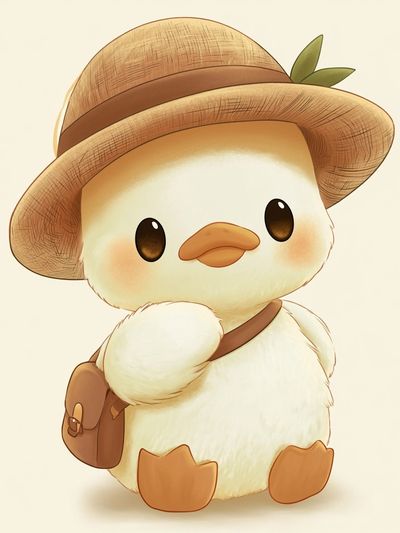 Cute Duck Explorer Illustration Poster. poster