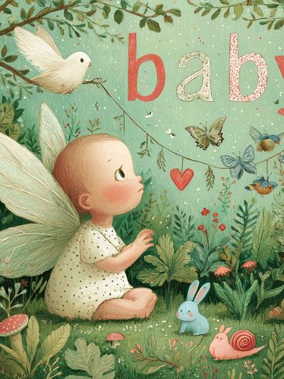 Baby Fairy Garden Illustration Poster