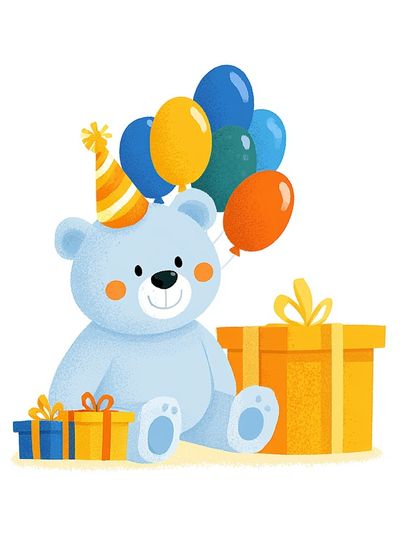 Birthday Bear Illustration Poster. poster