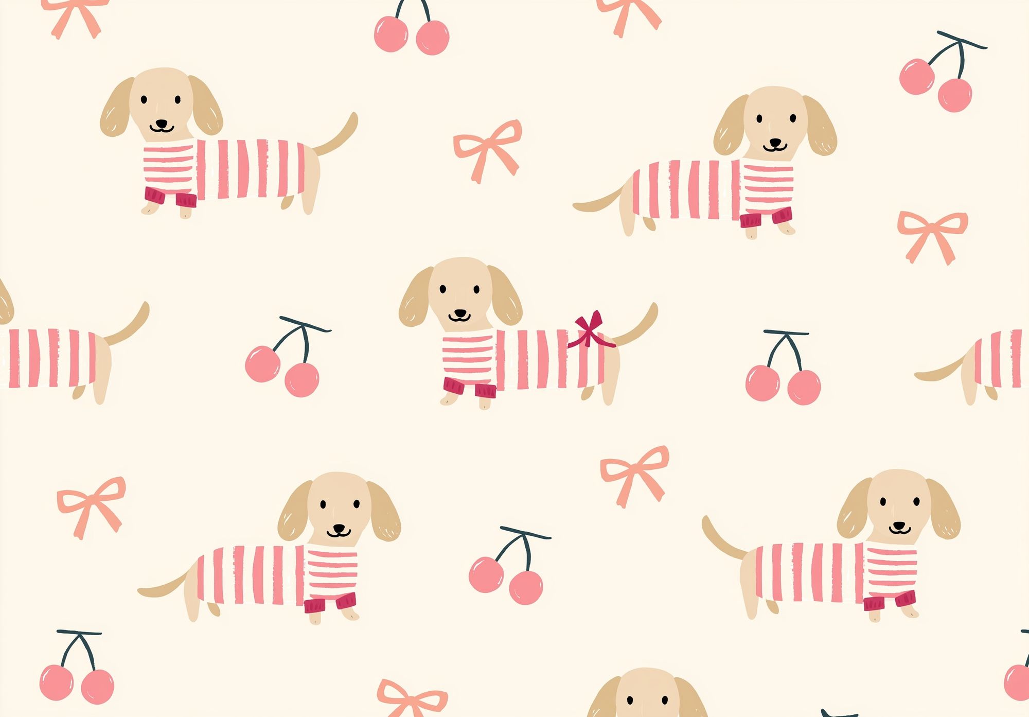 Dachshund Cherry Pattern Poster. poster — kids art