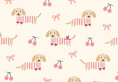 Dachshund Cherry Pattern Poster.