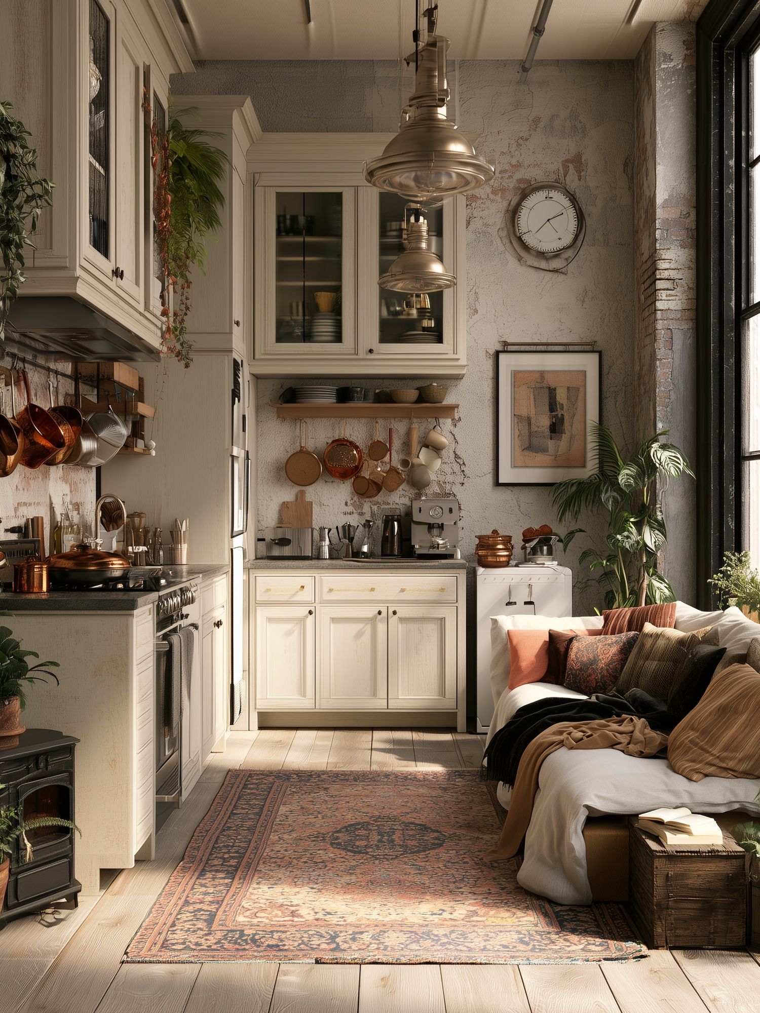 Cozy Industrial Kitchen Interior Poster. poster — photography art